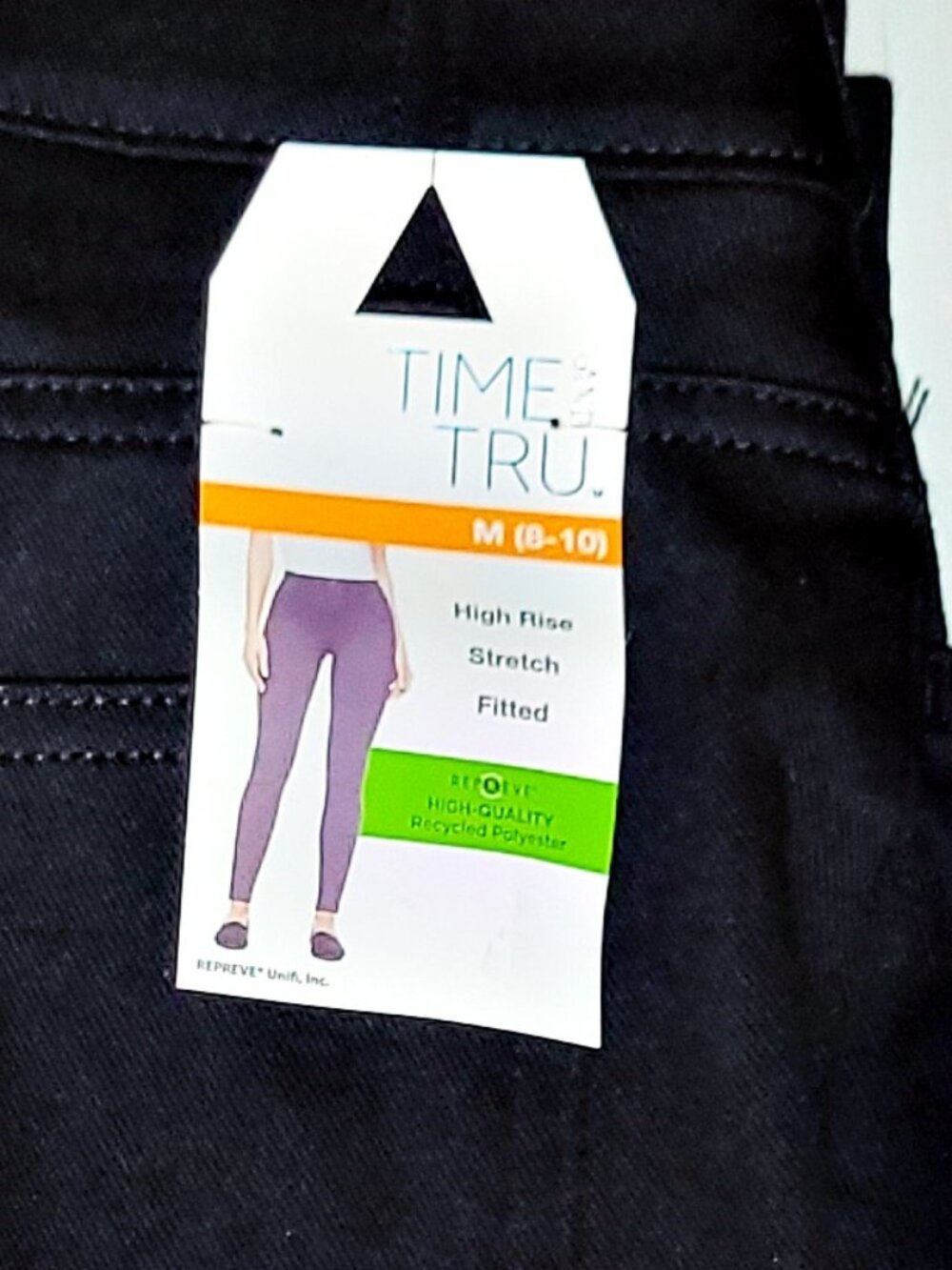 NWT Time and Tru Women's High Rise Stretch Denim Jeggings Jet Black Medium 8-10